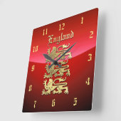 リチャード・ザ・ライオハート王室の・アームズ・オブ・イングランド スクエア壁時計 (傾斜)