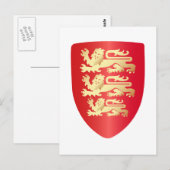 リチャード・ザ・ライオン・ハート・シールド(赤+フェイク金ゴールド) ポストカード (正面/裏面)