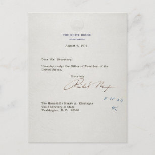 リチャード・M・ニクソン氏の辞表1974年 ポストカード