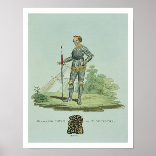 リチャードIII (1452-85) 1470、W. Maddockによる彫刻 ポスター (正面)