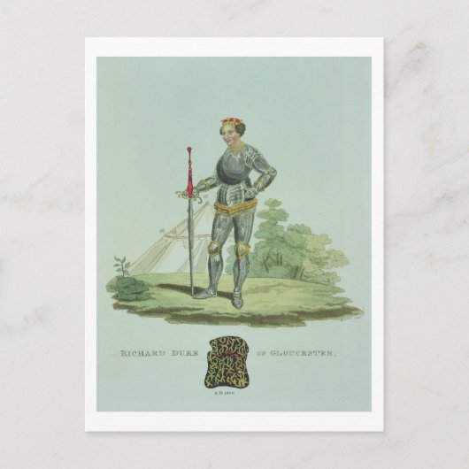 リチャードIII (1452-85) 1470、W. Maddockによる彫刻 ポストカード (正面)