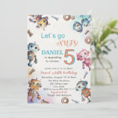 リッエレガントトルロボット水彩ベビー誕生日パー 招待状 (スタンド正面)