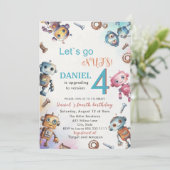 リッエレガントトルロボット水彩ベビー誕生日パー 招待状 (スタンド正面)