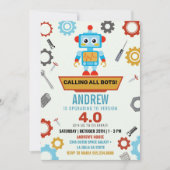 リッカラフルトルロボットパーティーテーマ誕生日 招待状 (正面)