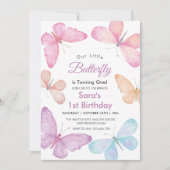 リッカラフルルバタフライガールの第1誕生日 招待状 (正面)