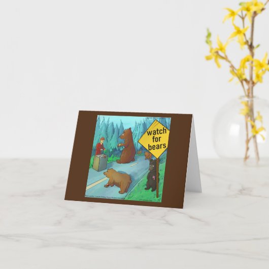 リックおもしろいロンドンベアーウィズウォッチズ漫画 カード (黄色い花)