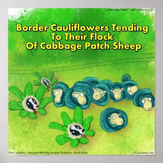 リックおもしろいロンド縁どンコリーフラワー漫画 ポスター (正面)