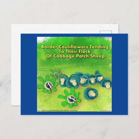 リックおもしろいロンド縁どンコリーフラワー漫画 ポストカード (正面/裏面)