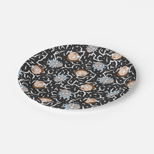 リックとモティの稲妻パターン ペーパープレート (アングル)