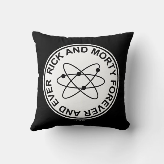 リックとモティ永遠に永遠に刻まれる原子団バッジ クッション (裏面)