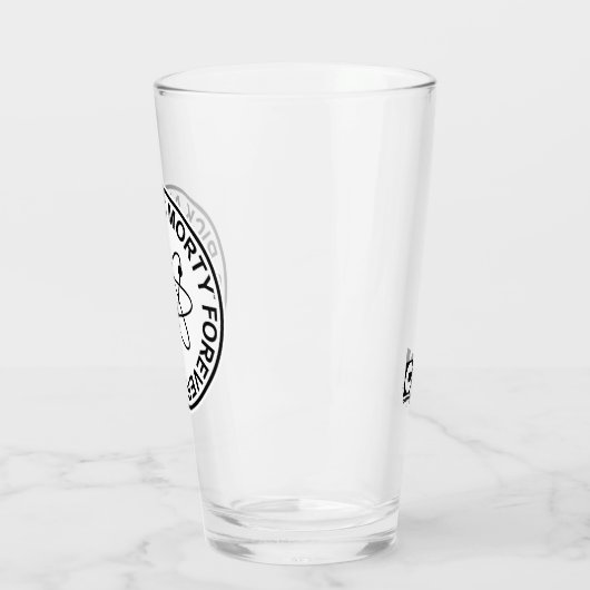 リックとモティ永遠に永遠に刻まれる原子団バッジ タンブラーグラス (左)