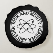 リックとモティ永遠に永遠に刻まれる原子団バッジ ラウンドクッション (裏面)