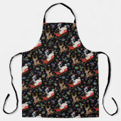 リックとモティ |トナカイそりのクリスマスパターン エプロン (正面)