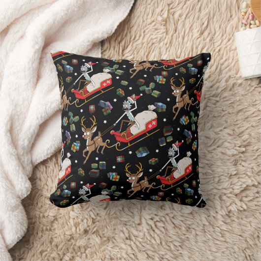 リックとモティ |トナカイそりのクリスマスパターン クッション (ブランケット)