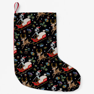 リックとモティ  トナカイそりのクリスマスパターン スモールクリスマスストッキング
