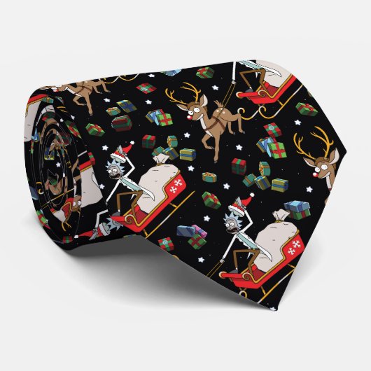 リックとモティ |トナカイそりのクリスマスパターン ネクタイ (ロール)