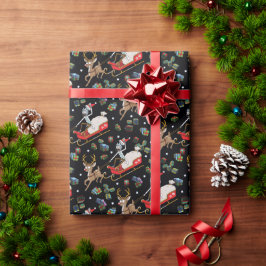リックとモティ |トナカイそりのクリスマスパターン ラッピングペーパー