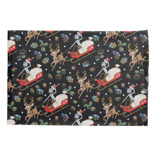 リックとモティ |トナカイそりのクリスマスパターン 枕カバー (裏面)