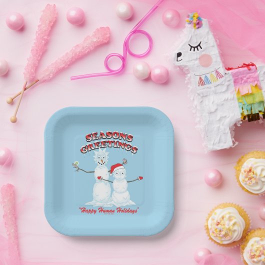 リックとモティ |雪だるまシーズンの挨拶 ペーパープレート (パーティー)