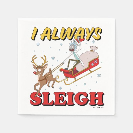 リックとモティ | I Always Sleigh スタンダードカクテルナプキン (正面)