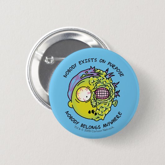 リックとモルティ™ |スタイル化されたモーティフライ引用文 缶バッジ (正面&裏面)