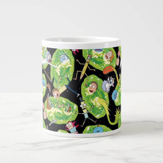 リックとモルティ™ |ポータルのパターンを介した落下 ジャンボコーヒーマグカップ (正面)