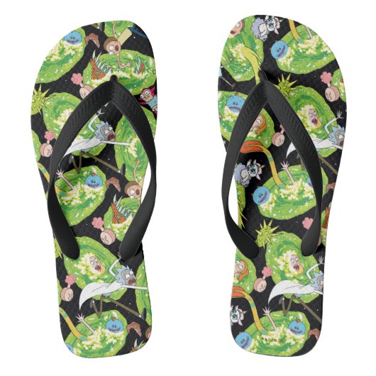 リックとモルティ™ |ポータルのパターンを介した落下 ビーチサンダル (フットベッド)