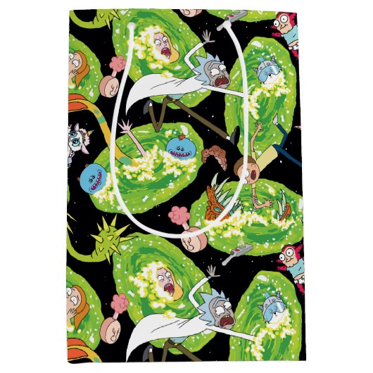 リックとモルティ™ |ポータルのパターンを介した落下 ミディアムペーパーバッグ (正面)