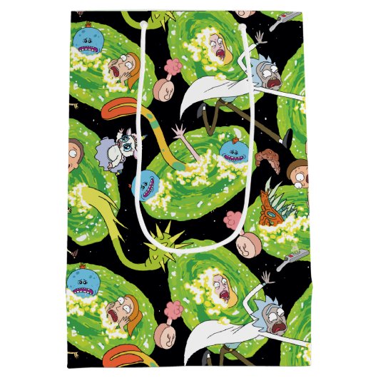 リックとモルティ™ |ポータルのパターンを介した落下 ミディアムペーパーバッグ (裏面)