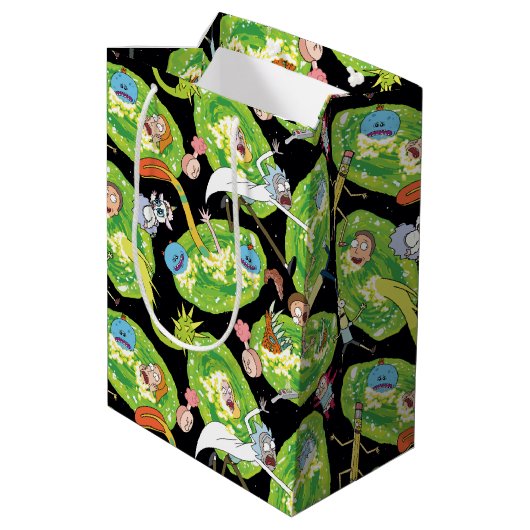 リックとモルティ™ |ポータルのパターンを介した落下 ミディアムペーパーバッグ (裏面アングル)