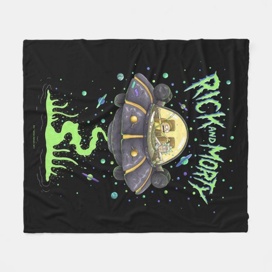 リックとモルティ™ |図解入りの、写真付きの宇宙飛行図 フリースブランケット (正面(横))