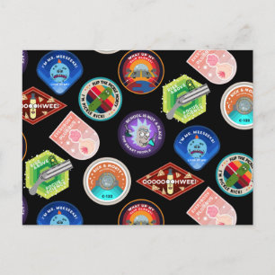 リックとモルティ™  外部空間パッチパターン インビテーションポストカード