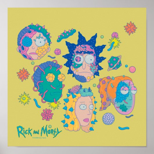 リックとモルティ™ |感染したスミス家族のパターン ポスター (正面)