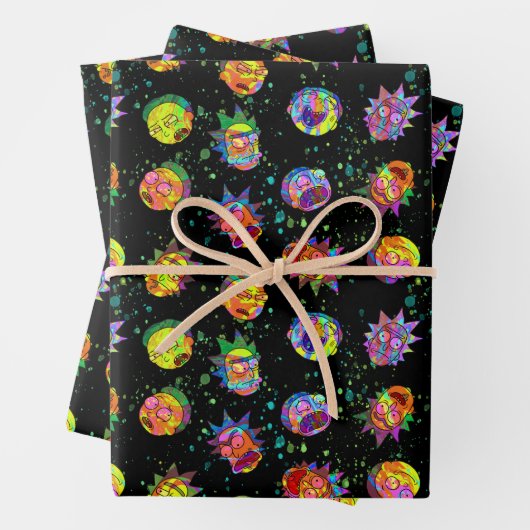 リックとモルティ™ |旋回サイケデリックパターン ラッピングペーパーシート (インサイチュ)