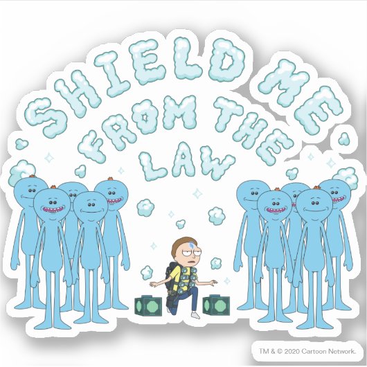 リックとモルティ™ 法から守ってくれ シール (正面)