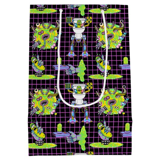 リックとモルティ™ | Pickle Rick Portalパターン ミディアムペーパーバッグ (裏面)