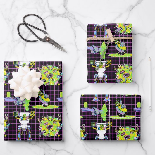 リックとモルティ™ | Pickle Rick Portalパターン ラッピングペーパーシート (正面)