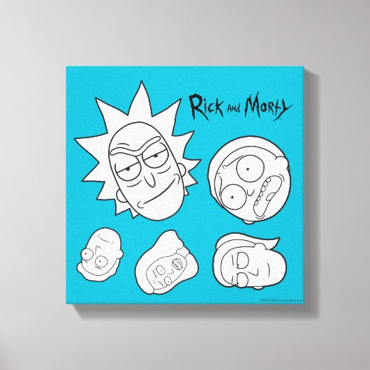 リックとモルティ™ | Smithファミリのヘッドパターン キャンバスプリント (正面)