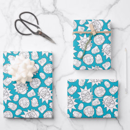 リックとモルティ™ | Smithファミリのヘッドパターン ラッピングペーパーシート