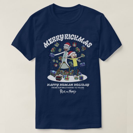 リックとモーティのメリークリスマス・リクマスハッピーヒューマン Tシャツ (デザイン正面)