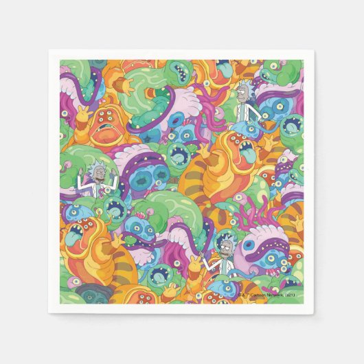 リックアポカリプスパーティーエイリアンパターン スタンダードカクテルナプキン (正面)