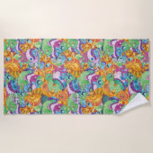 リックアポカリプスパーティーエイリアンパターン ビーチタオル (正面)