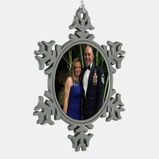 リックスファミリー写真テンプレート スノーフレークピューターオーナメント (左)