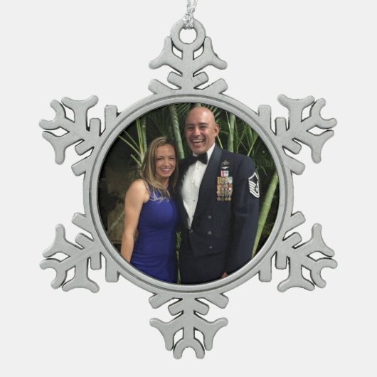 リックスファミリー写真テンプレート スノーフレークピューターオーナメント (正面)