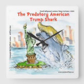 リックロンドントおもしろいランプシャークスクエアウォールクロック スクエア壁時計 (正面)