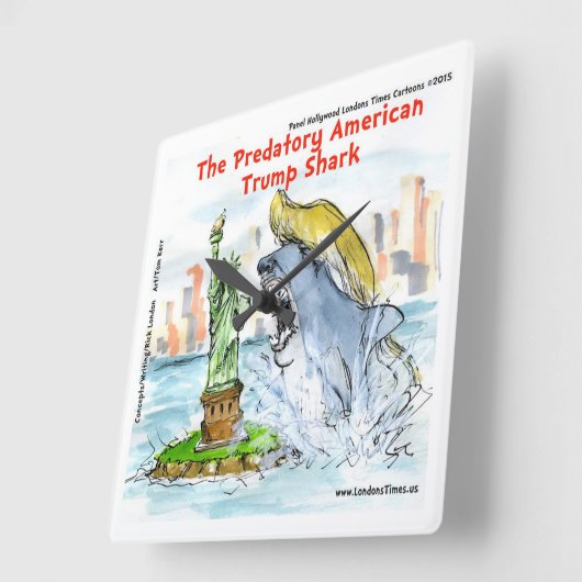 リックロンドントおもしろいランプシャークスクエアウォールクロック スクエア壁時計 (傾斜)