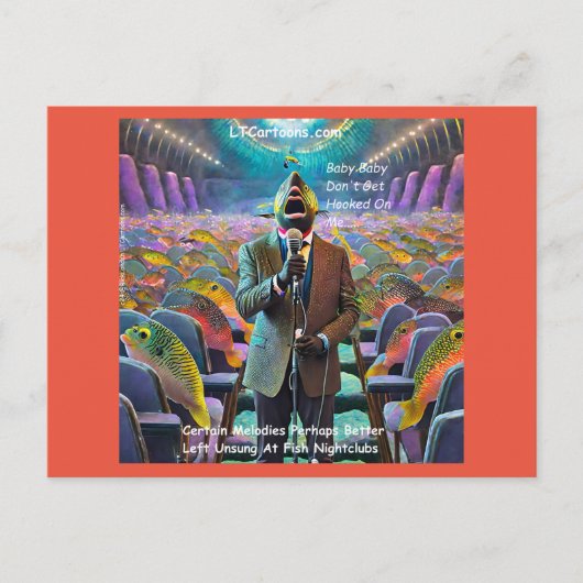 リックロンドンフィッシュナイトクラブシンガー漫画 ポストカード (正面)