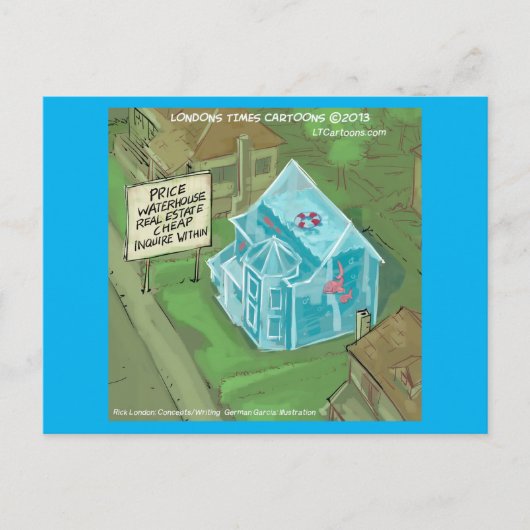 リックロンドンフラッドハウスフォーセール漫画 ポストカード (正面)