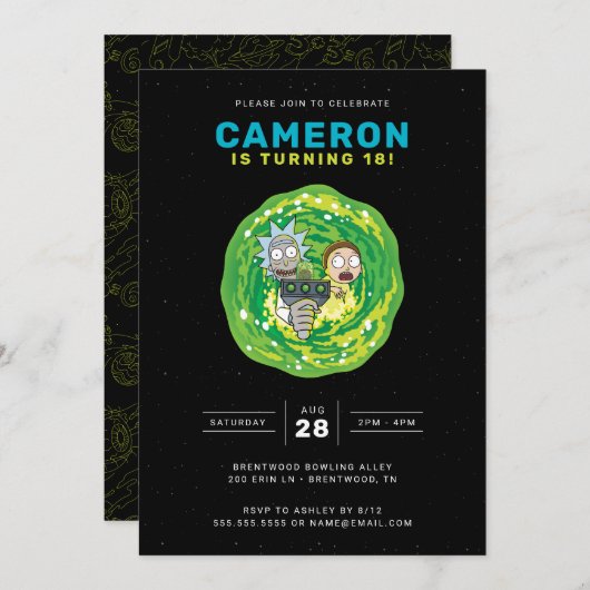 リック及びモルティ™誕生日招待状 招待状 (正面/裏面)