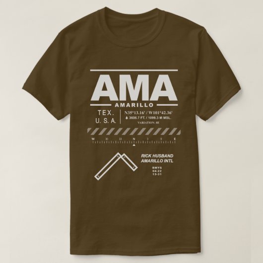 リック夫アマリロ国際的空港AMA Tシャツ (デザイン正面)